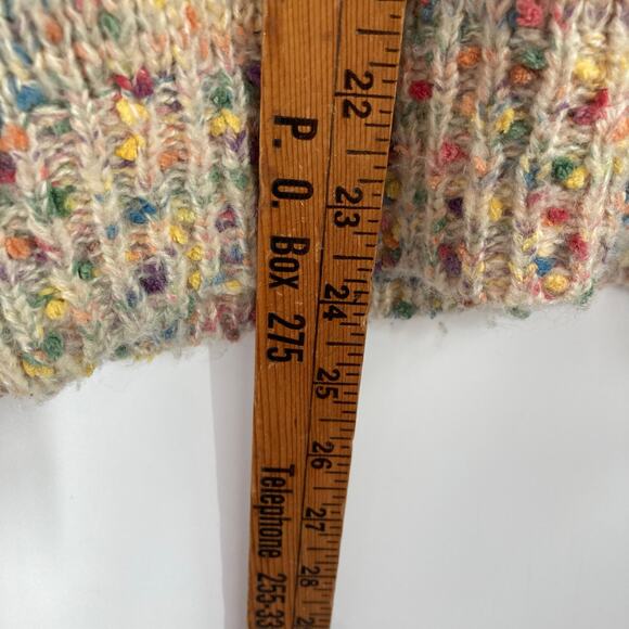 Main Strip Popcorn Rainbow Knit Balloon Sleeve Sweater Women’s Small - Picture 8 of 8